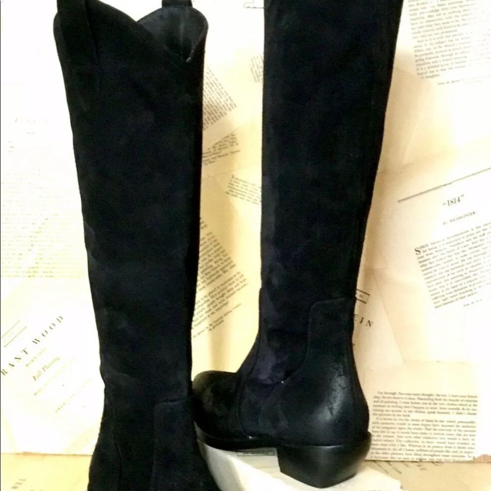 Free People Tall Night & Day Chelsea Boot Distressed Black Leather Zipper - Picture 2 of 11